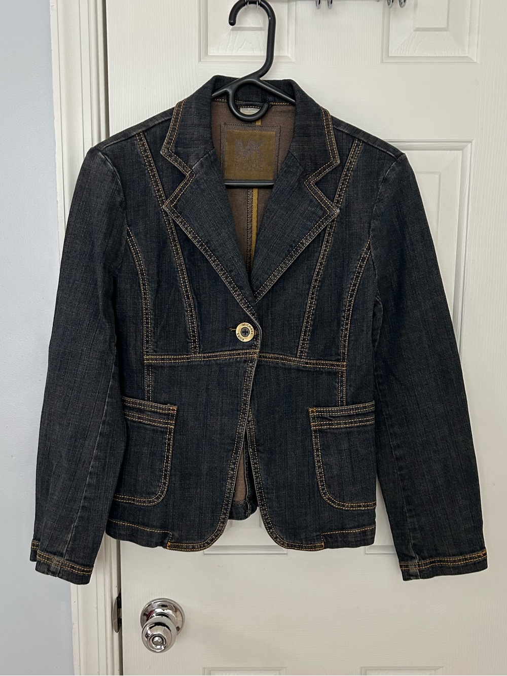 Michael Kors Classy Flattering Denim Jean Cotton Blazer Jacket